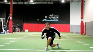 Backward Crossing Lunge (onto right)